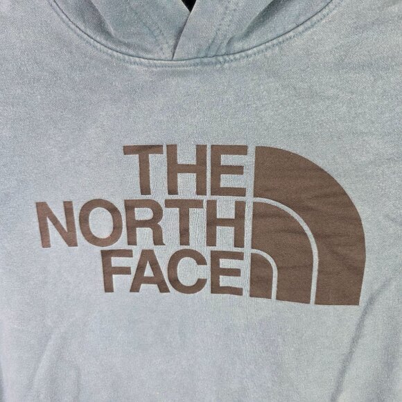 Mens The North Face Blue Pullover Hoodie Sweatshirt Cotton Blend Drawstring L - Picture 2 of 9